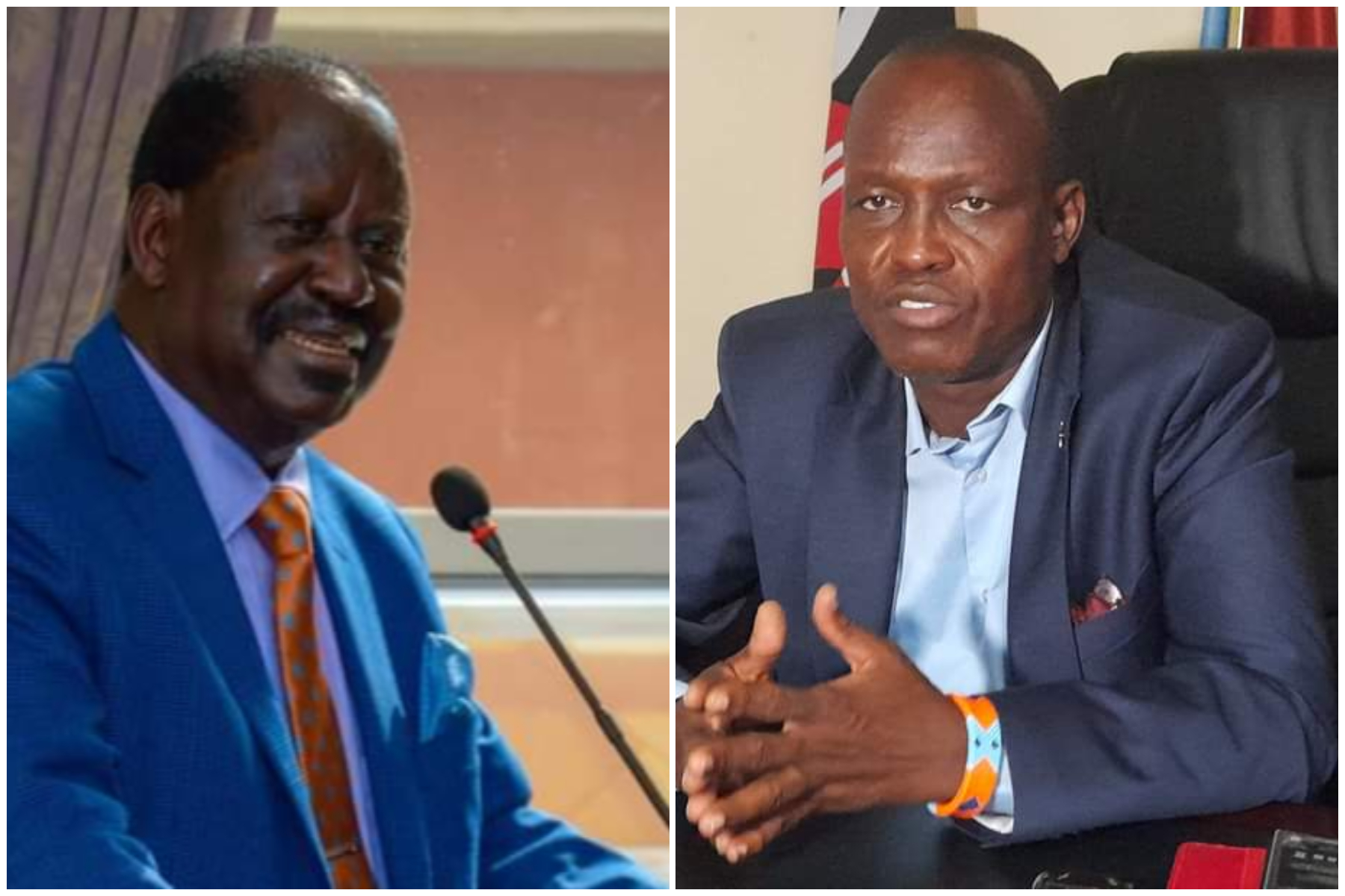 Photo collage of Raila Odinga and Governor Jeremiah Lomorukai.
